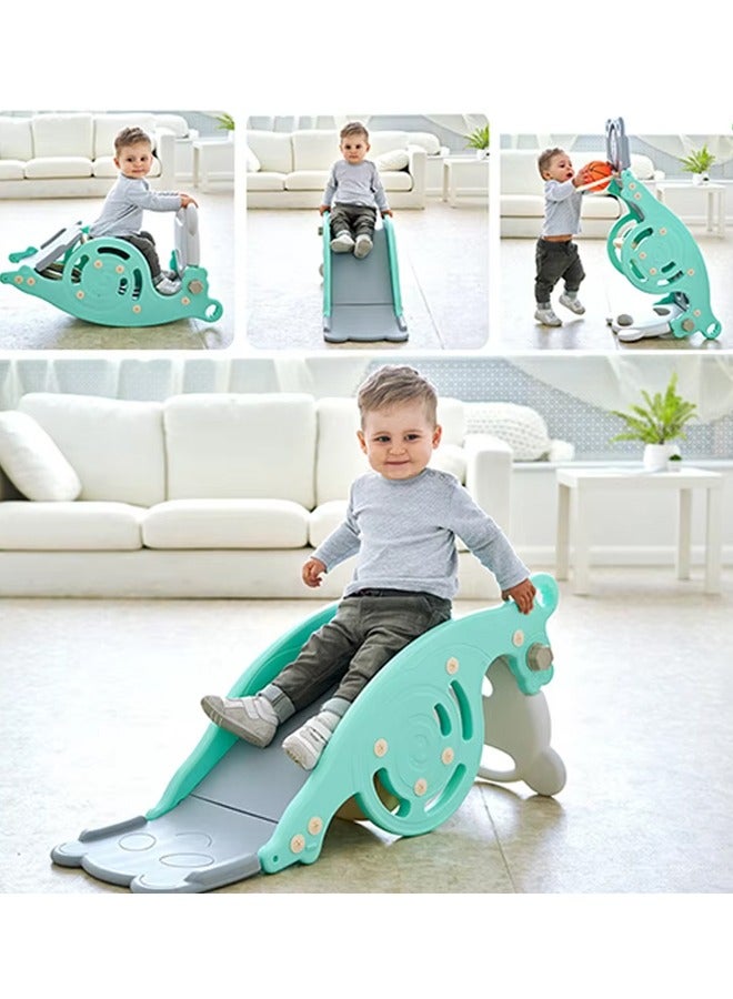 3-in-1 Rocking Horse, Multifunctional Baby Rocking Chair, Can Be Used As A Slide, Basketball Stand, Suitable For 1-6 Years Old Boys and Girls（Pink）