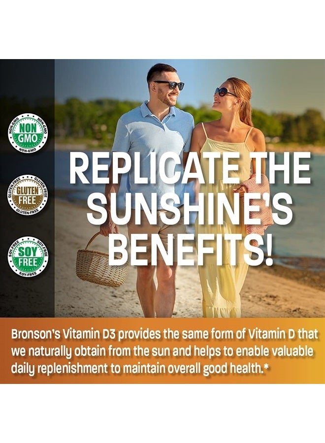 Bronson Vitamin D3 10,000 IU (250 mcg) High Potency - Supports Healthy Immune System, Strong Bones, Muscles & Teeth - Non GMO, 360 Softgels (1 Year Supply) - Image 3
