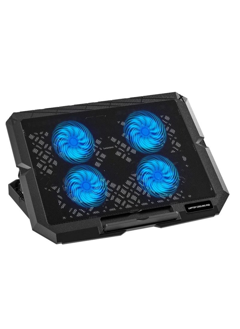 Crash - Laptop fan - from Crutch Fan - C4000 4 fan - 17 inches - powerful cooling - designed to fit all laptops - adjustable to get cool cooling - operates with complete quiet touch - silent mode - weight - black. - Image 1