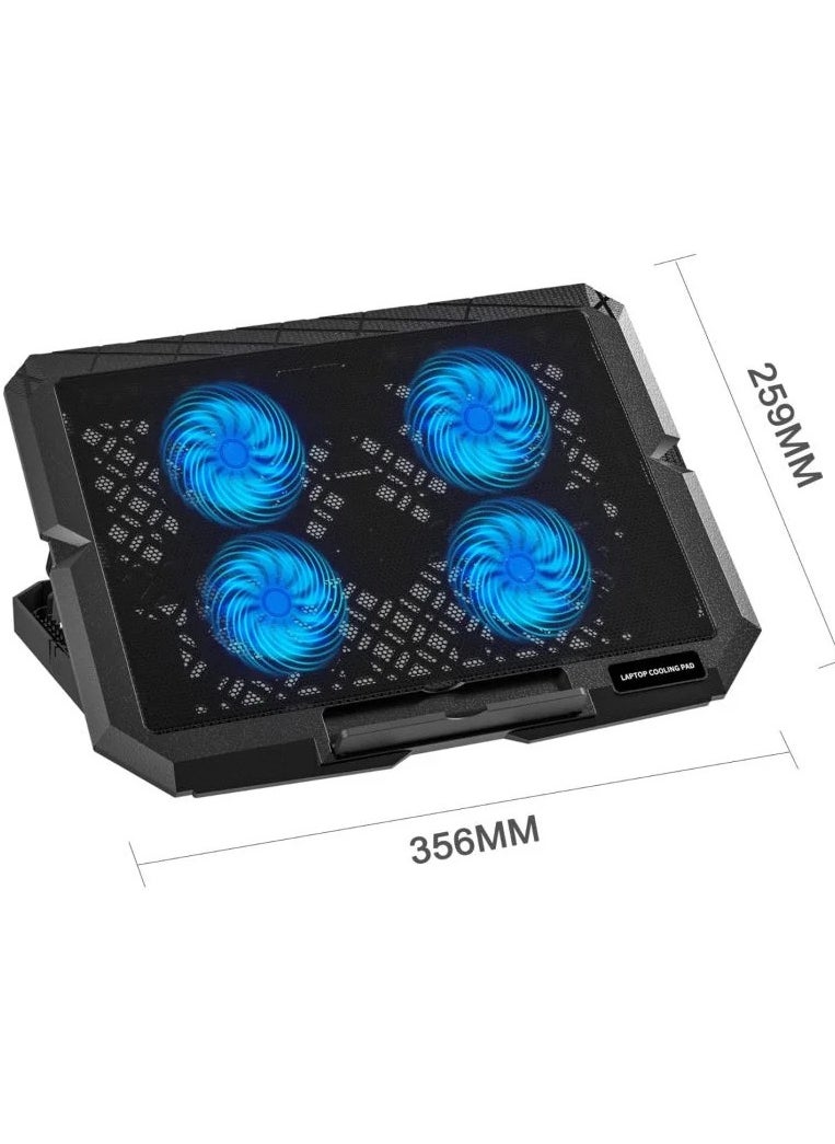 Crash - Laptop fan - from Crutch Fan - C4000 4 fan - 17 inches - powerful cooling - designed to fit all laptops - adjustable to get cool cooling - operates with complete quiet touch - silent mode - weight - black. - Image 1