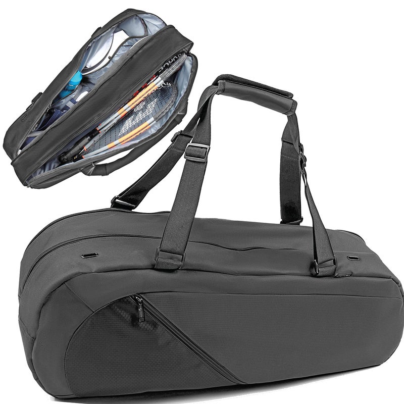 Athletico Tennis Bag and Racketball Bag - Tennis Bags for Women and Men to Hold Tennis Racket, Racquetball Racket, Pickleball Paddles and Other Equipment or Gear (Black) - Image 1