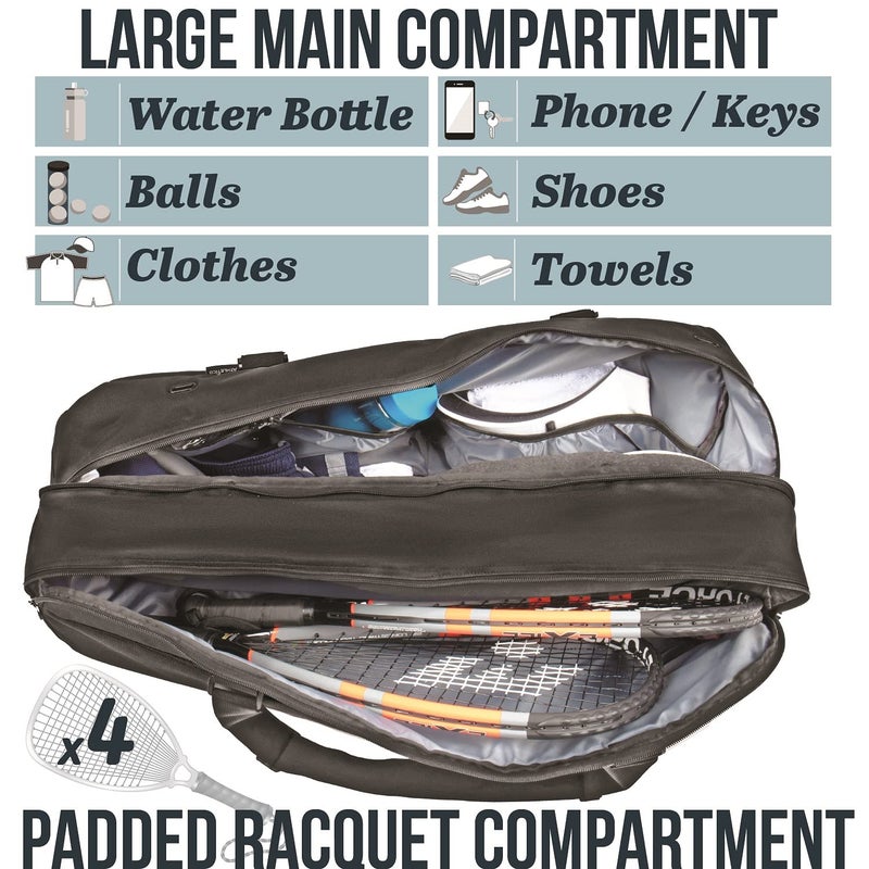 Athletico Tennis Bag and Racketball Bag - Tennis Bags for Women and Men to Hold Tennis Racket, Racquetball Racket, Pickleball Paddles and Other Equipment or Gear (Black) - Image 5