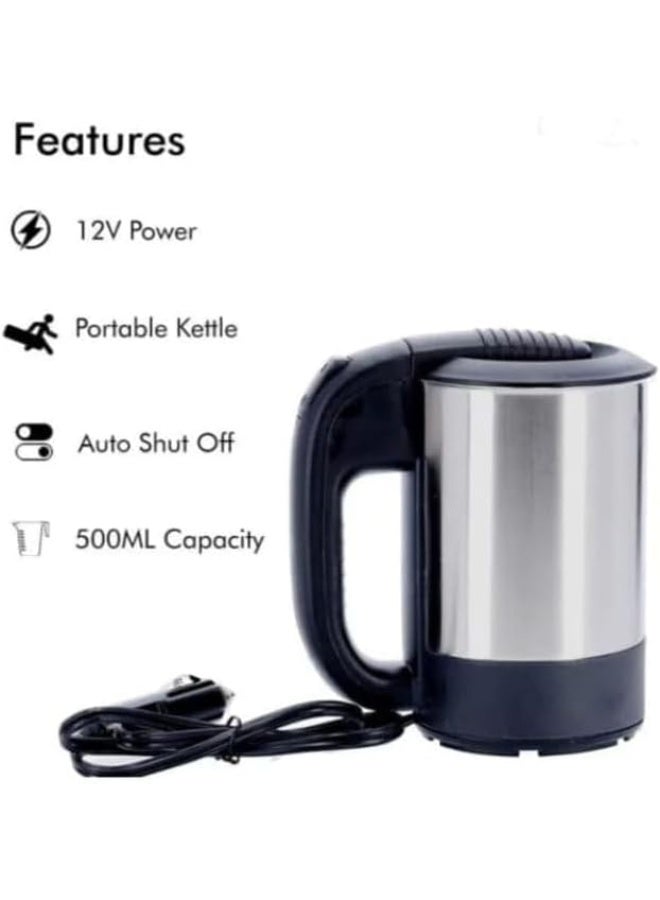 Microplus Portable Electric Kettle 12V 500ml Stainless Steel for Car Travel - Image 4