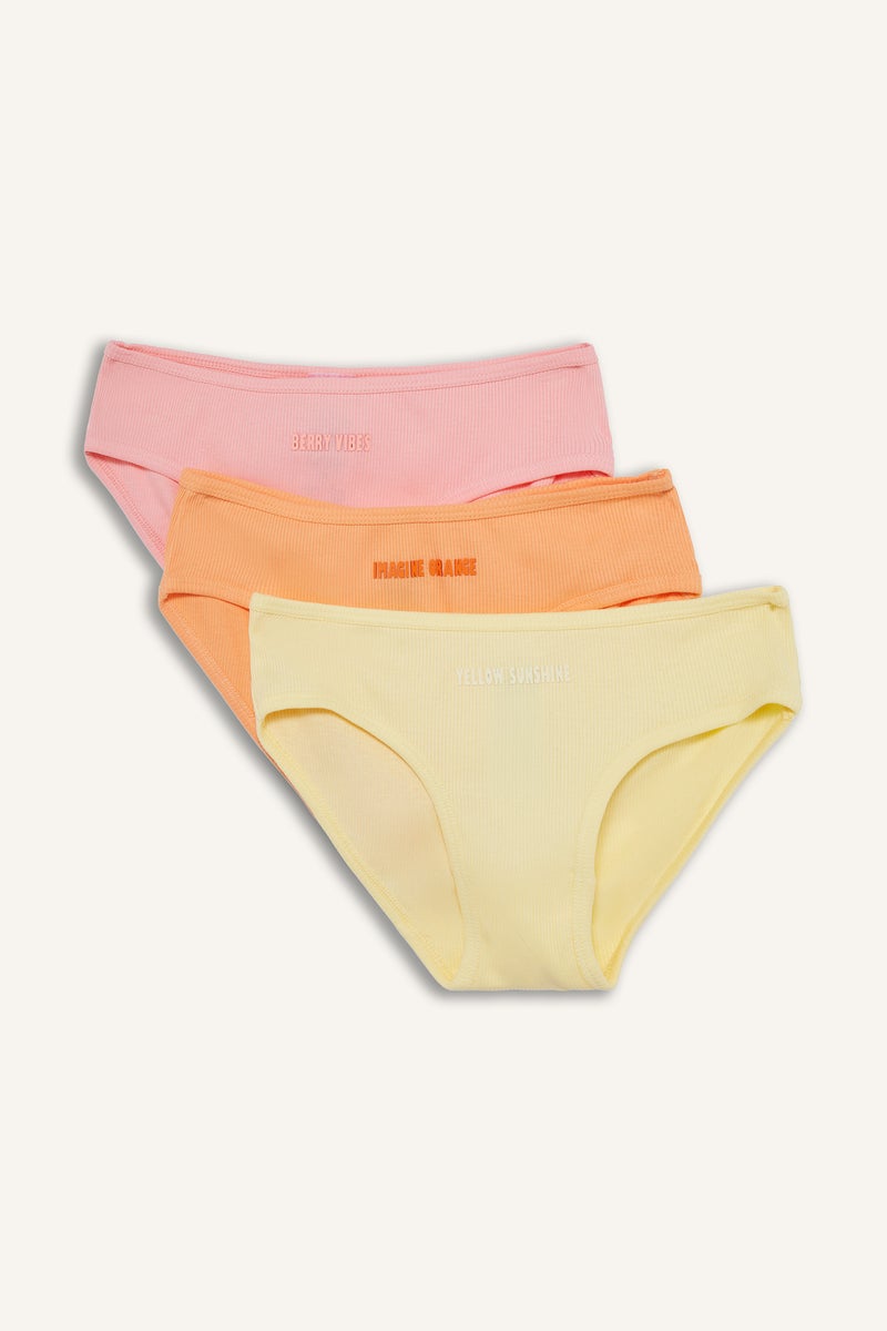 DeFacto Girl Camisole 3 piece Slogan Slip Panty - Image 1