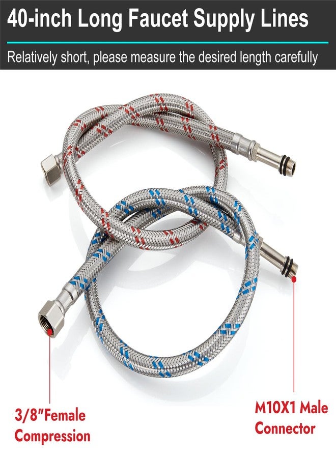 Midanya 40-Inch Long Faucet Connector Braided Stainless Steel Supply Hose 3/8-Inch Female Compression Thread x M10 Male Connector, x 2 Pcs (1 Pair) - Image 2