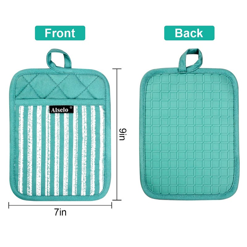 Alselo Silicone Pot Holders Set of 3 Heat Resistant & Non Slip Potholders  Professional Oven Hot Pads with Pockets Mitts for Kitchen Cooking Baking Barbecue - Image 2