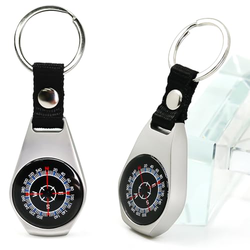 AP ARTSPER Keychain Pocket Backpack Compass Equipment, 2 Pack Key Ring Survival Mini Metal Compass, Bulk Compass for Men Kids Hiking, Suunto, Camping, Teacher - Image 1