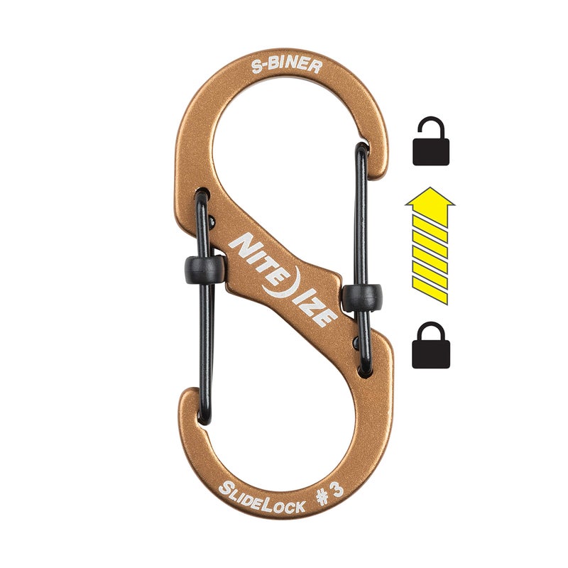 Nite IZE Size #3 S-Biner SlideLock Dual Locking Carabiner, Coyote - Image 2