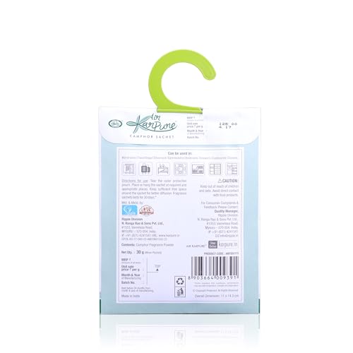 Cycle Pure Karpure Camphor Sachet - Pack of 3 | Air Freshener for Wardrobe, Home, Office, Bathroom, Car | Thulsi, Floral Musk, Eucalyptus| Each Lasts up to 30 Days - Image 5