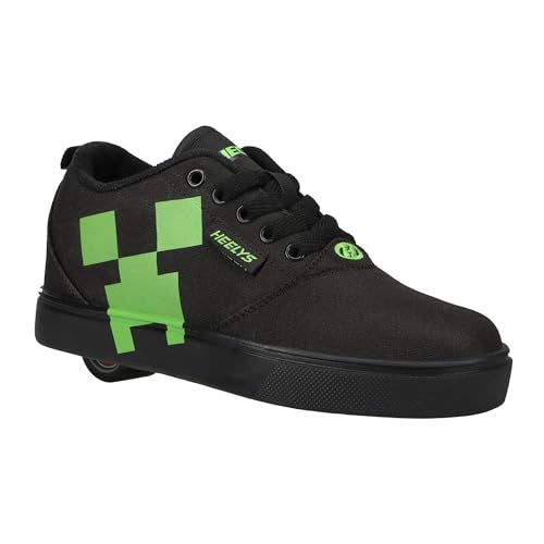 HEELYS Pro 20 Minecraft (Little Big Kid/Adult) Wheeled Heel Shoe, Black/Green, 13 US Unisex - Image 1