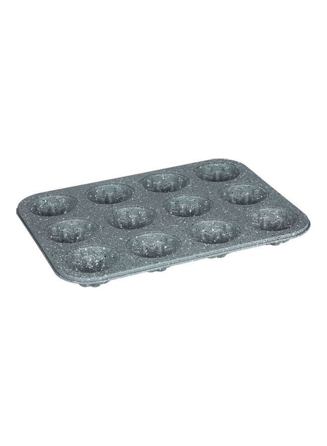 قالب مافن من الجرانيت، سعة 12 قطعة رمادي 35x26.5x3سم
