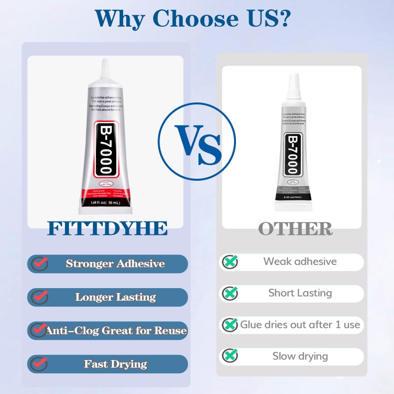 FITTDYHE B7000 Glue Clear with Precision Tipï¼Œ50Ml B7000 Glue Clear for Rhinestones Glue for Crafts, Multipurpose Jewelry Glue for Fabric DIY Craft Makeup Shoes Jewelry Making Nail Art - Image 5