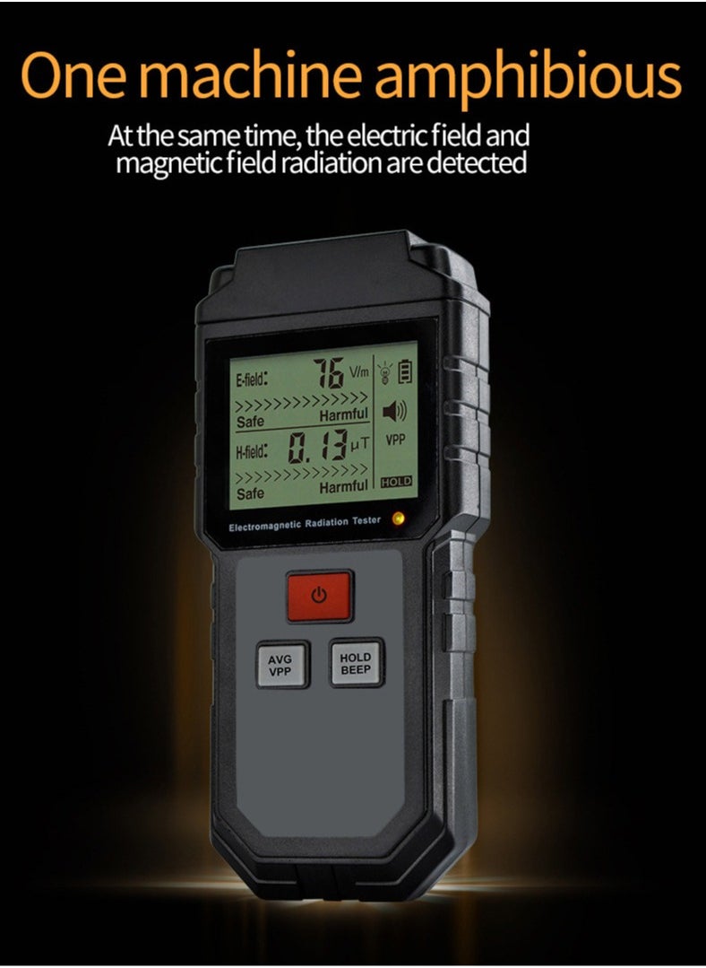 ELIKLIV "Portable Digital EMF Meter - High Precision Electromagnetic Field Detector for Home/Outdoor Use, Ghost Hunting Device with LED & Sound Alarm (1-1999V/m, 0.01-99.99μT) - Black  - Image 5