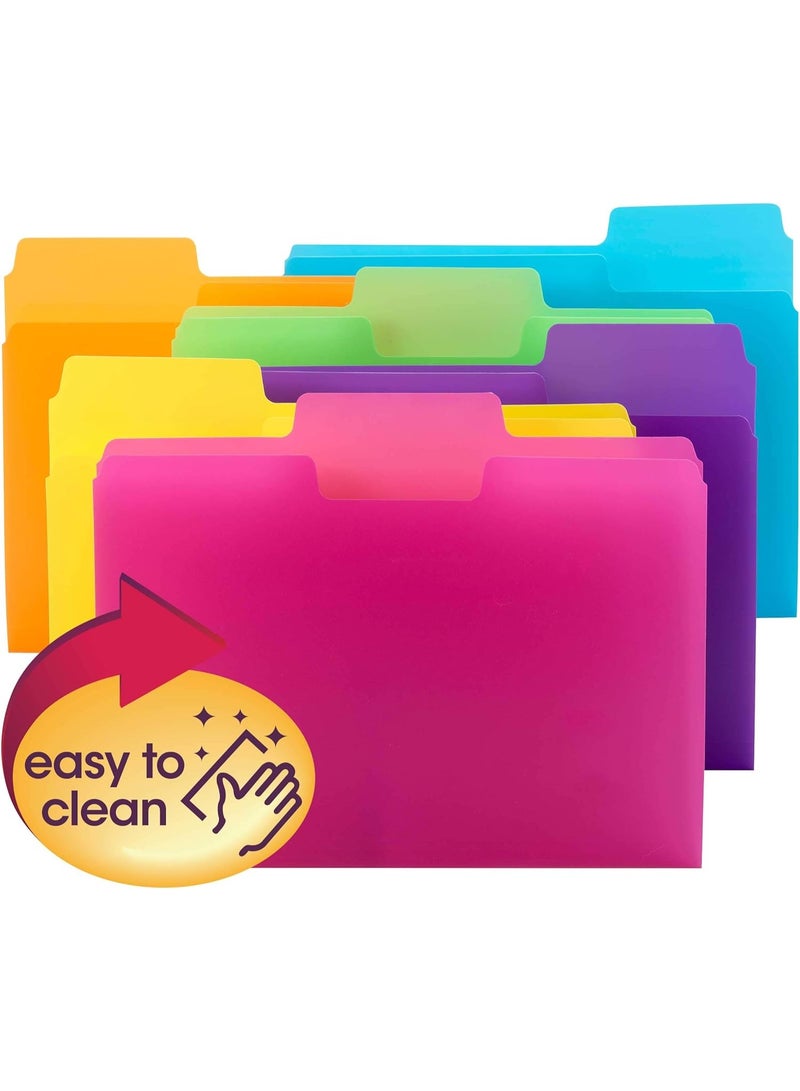 Smead SuperTab Poly Plastic File Folders for Documents, Set of 18 Plastic Folders, 1/3-Cut Tabs, File Folders Letter Size, Assorted Bright Colors, Office Supplies, School Supplies (10515) - Image 2