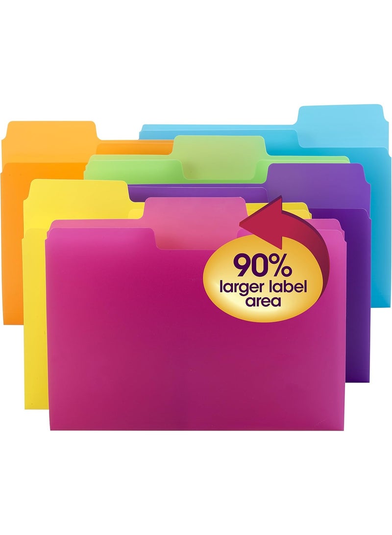 Smead SuperTab Poly Plastic File Folders for Documents, Set of 18 Plastic Folders, 1/3-Cut Tabs, File Folders Letter Size, Assorted Bright Colors, Office Supplies, School Supplies (10515) - Image 3