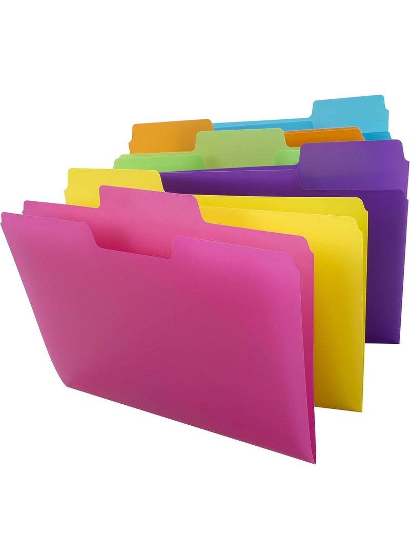 Smead SuperTab Poly Plastic File Folders for Documents, Set of 18 Plastic Folders, 1/3-Cut Tabs, File Folders Letter Size, Assorted Bright Colors, Office Supplies, School Supplies (10515) - Image 1