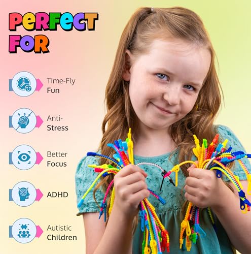 UpBrands 96 Party Favors for Kids Easter Egg Stuffers Friendship Zipper Bracelets 75 Stress Relief Fidget Toys Kit for Valentines Birthday Goodie Bags Easter Egg Fillers Classroom Rewards - Image 5