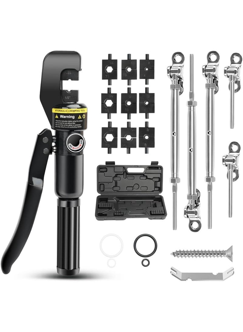 GGOOT 20 Pairs 180° Cable Railing Hardware & Hydraulic Crimper Tool for Deck Cable Railing Kit,DIY Balustrade,Wire Railing Kit  - Image 1