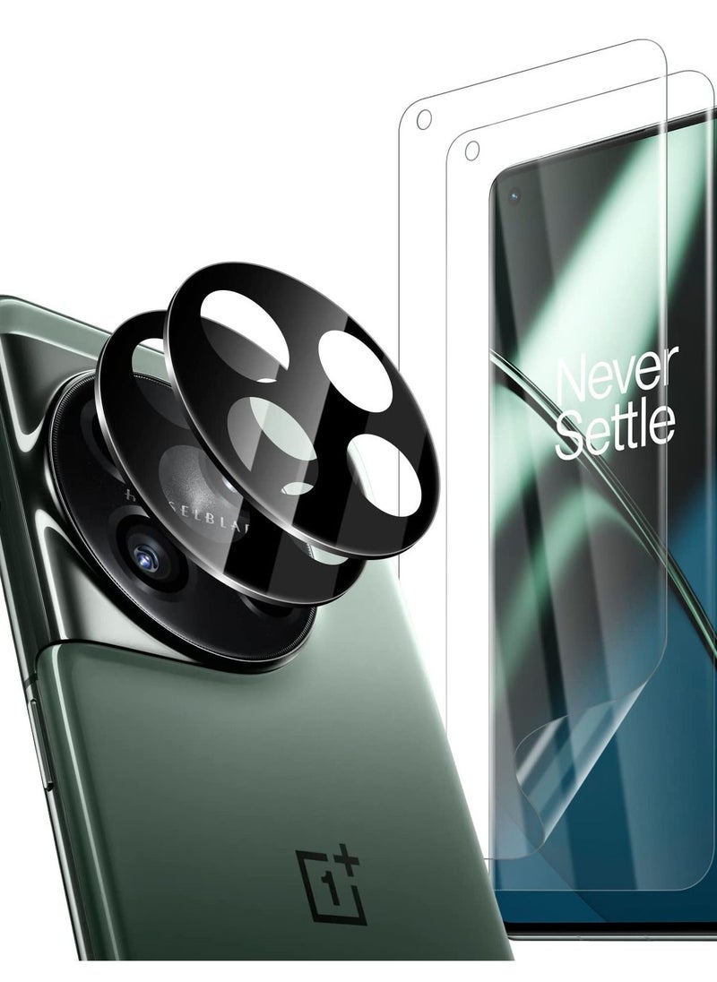 Excefore Compatible for OnePlus 11 5G, 2 Pack TPU Screen Protector + 2 Pack Glass Camera Lens Protector, Anti-Scratch, Bubble-Free, Lifetime Replacement  - Image 1