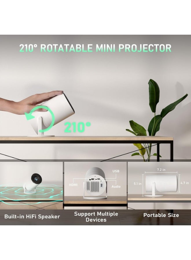 جهاز عرض بروجكتور محمول بنظام أندرويد مع واي فاي 6 وبلوتوث - تصحيح انحراف تلقائي بدقة FHD 1080 بكسل - مثالي للأماكن الخارجية وللجوال - Image 2