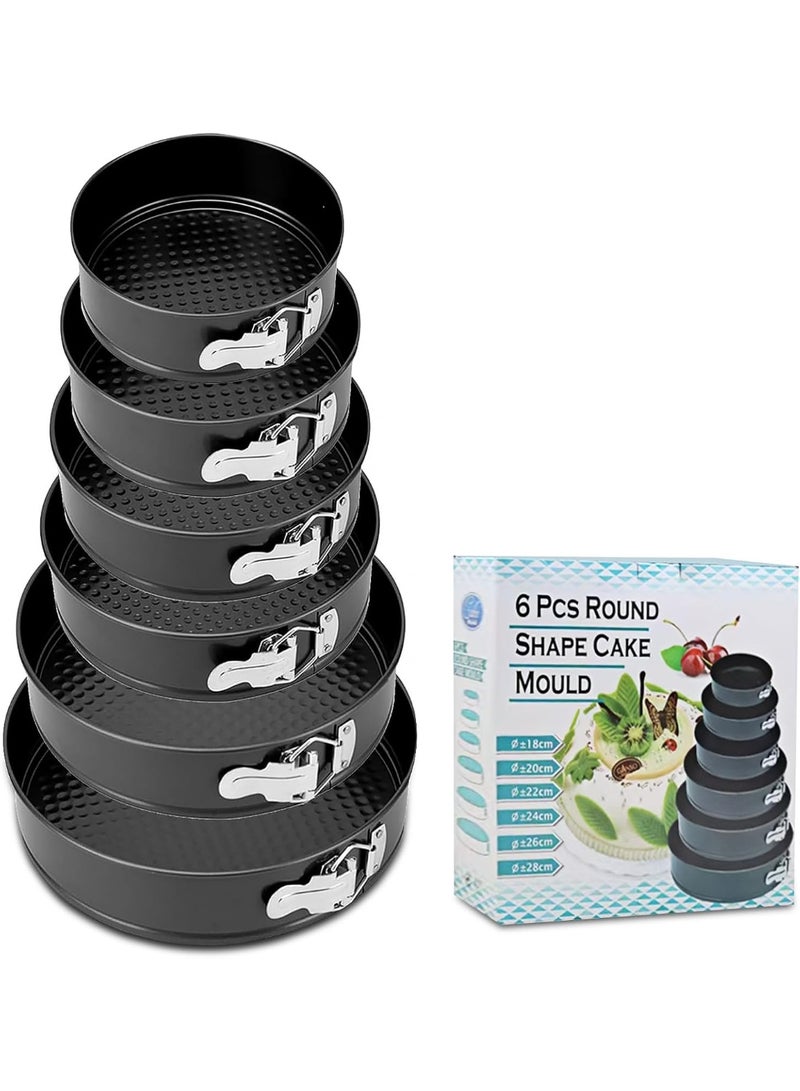 مجموعة قوالب الكيك ذات القاعدة المتحركة، قوالب الكيك بـ 6 أحجام مختلفة (7، 8، 9، 10، 11، 12 بوصة)، قوالب الكيك للخبز - Image 1