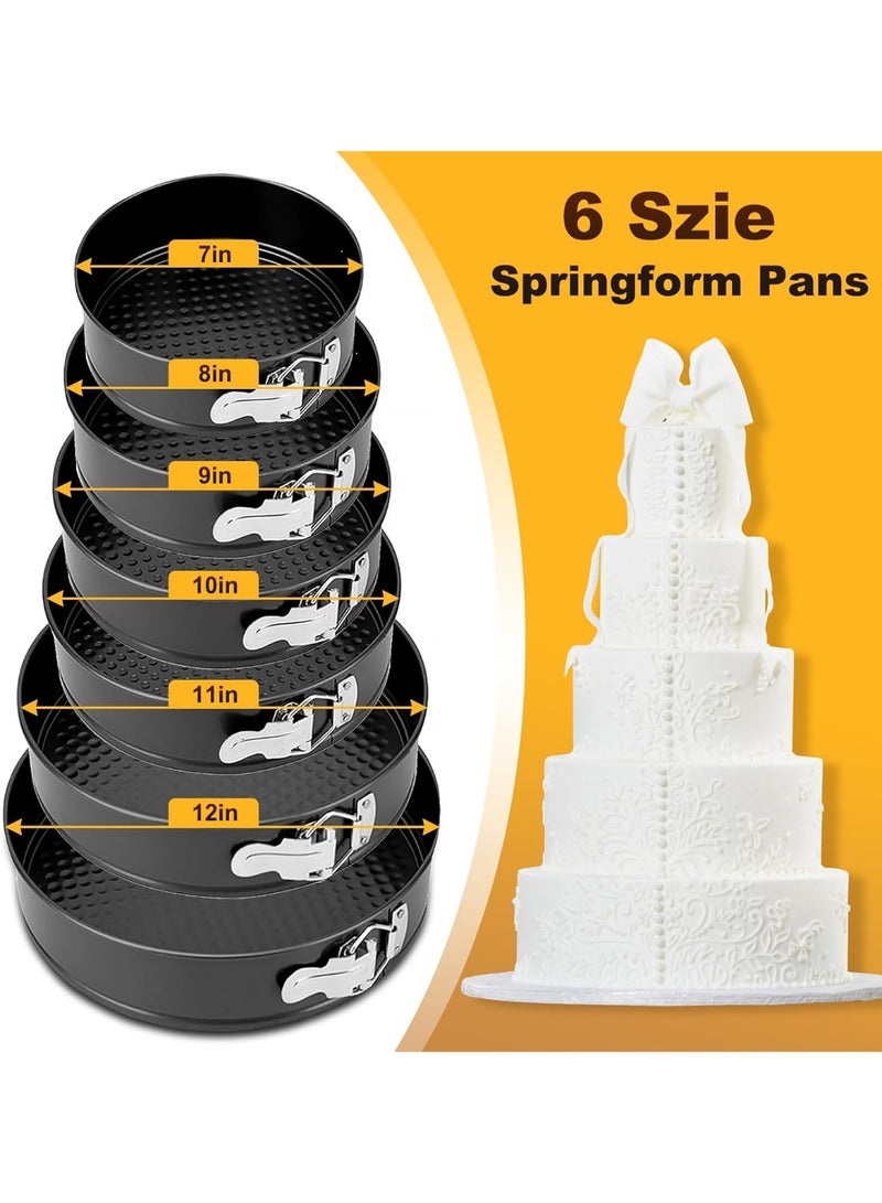 مجموعة قوالب الكيك ذات القاعدة المتحركة، قوالب الكيك بـ 6 أحجام مختلفة (7، 8، 9، 10، 11، 12 بوصة)، قوالب الكيك للخبز - Image 4