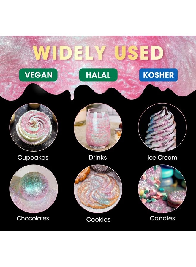 NiHome 0.18oz/5g Edible Food-Grade Glimmer Powder Glitter Luster Dust Metallic Food Decorating Sprinkle Dust for Drink Wine Beverage Cake Candy Dessert Bakery Restaurant Vegan (Iridescent Pink) - Image 3