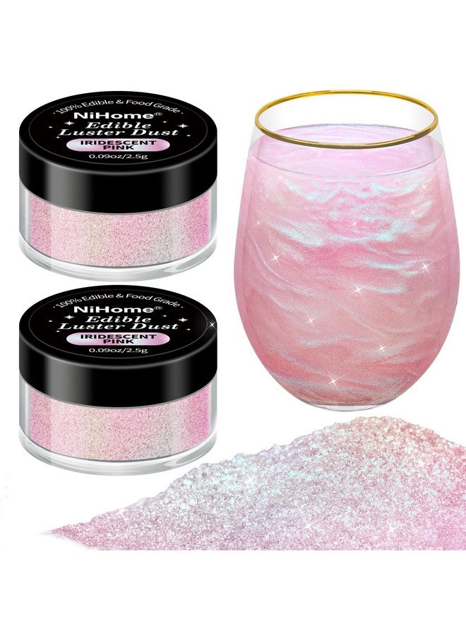 NiHome 0.18oz/5g Edible Food-Grade Glimmer Powder Glitter Luster Dust Metallic Food Decorating Sprinkle Dust for Drink Wine Beverage Cake Candy Dessert Bakery Restaurant Vegan (Iridescent Pink) - Image 1