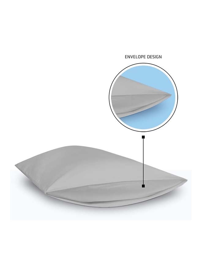 RocketLinen King 400 Thread Count 4 Piece Cotton Bed Sheet Set Flat Sheet Fitted Sheet & 2 Pillowcase Sateen Weave Light Grey Easy Care Hotel Style (King) - Image 3