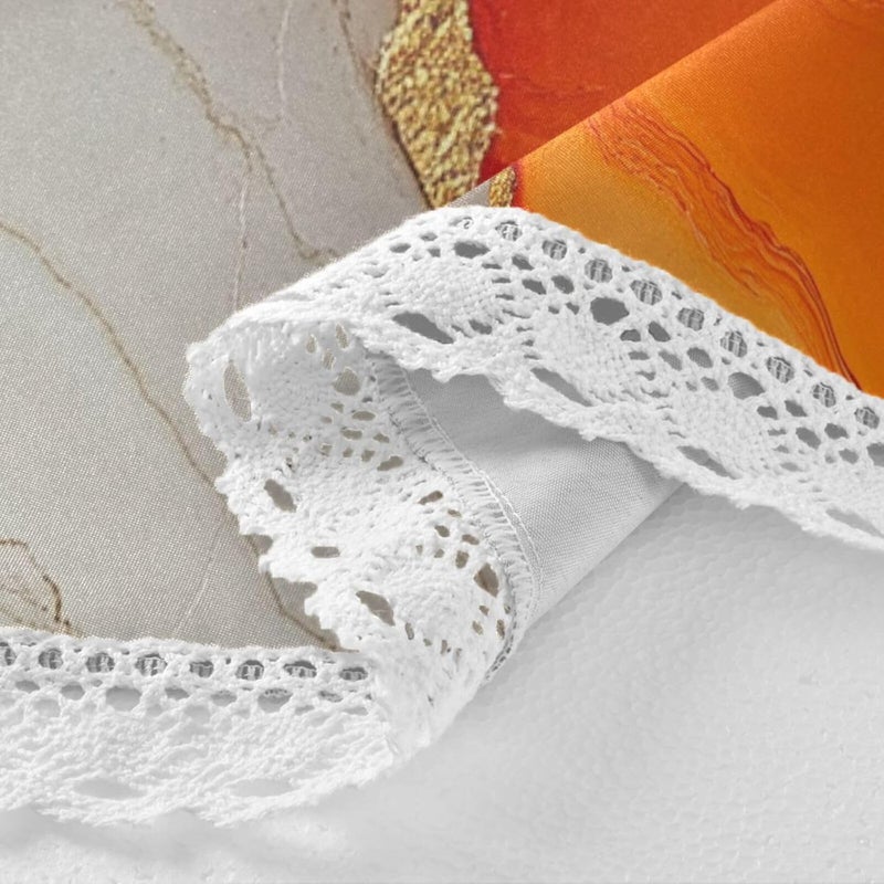 KLL Marble Orange Gold Table Cloths Round Washable Round Tablecloth Plastic 60 Inch Dia for Kitchen Buffet Restaurant Camping - Image 3
