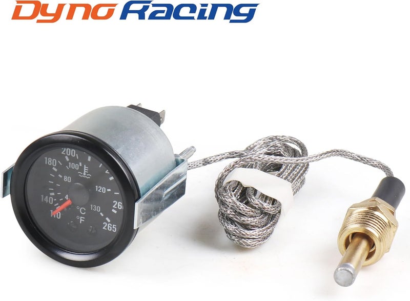 Dyno Racing مقياس حرارة الماء الميكانيكي بمؤشر 52 مم من ، مقاس 2 بوصة، يعمل بجهد 12 فولت، مع ضوء أصفر، وعداد سيارة مزود بمستشعر NPT 1/2 - Image 2