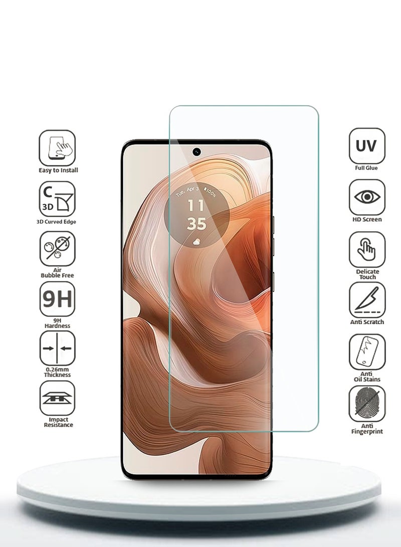 Wtech Motorola Edge 50 Ultra 5G 2024 Premium Curved Edges UV Full Glue Full Cover Tempered Glass Screen Protector (MSGUCN) - Clear - Image 2