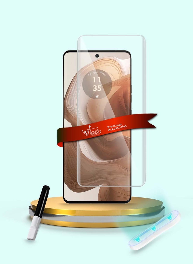 Wtech Motorola Edge 50 Ultra 5G 2024 Premium Curved Edges UV Full Glue Full Cover Tempered Glass Screen Protector (MSGUCN) - Clear - Image 1