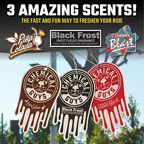 Chemical Guys Hanging Air Freshener, Variety Scent Pack 12 Pack, Great for Cars, Trucks, SUVs, RVs, Home, Garage, Workspace, Dorm Room & More (4 x 3 Packs, Black Frost, Cherry, Pina Colada) - AIR40404 - Image 2