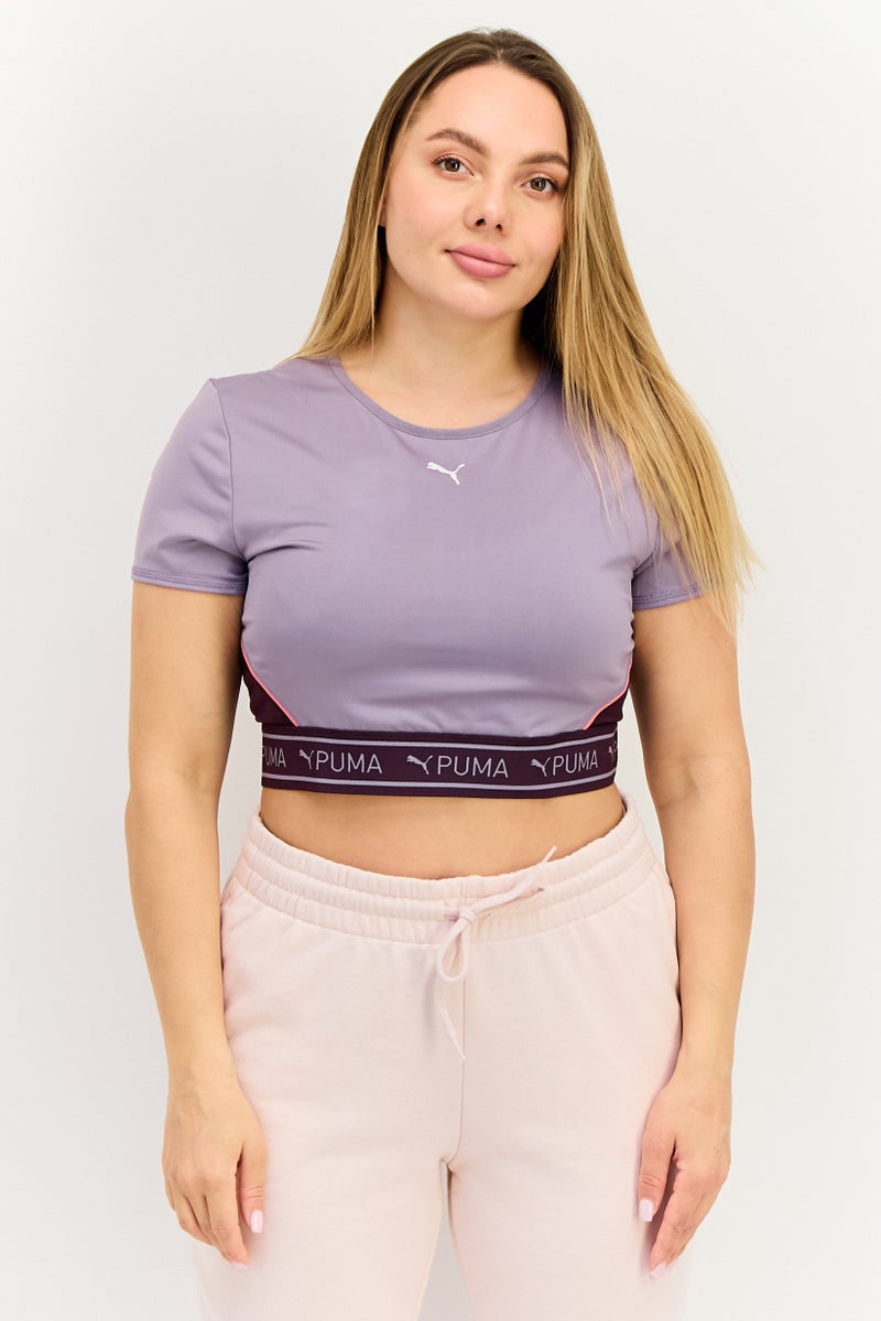 PUMA تي شيرت قصير الأكمام للتدريب للنساء، بنفسجي - Image 1