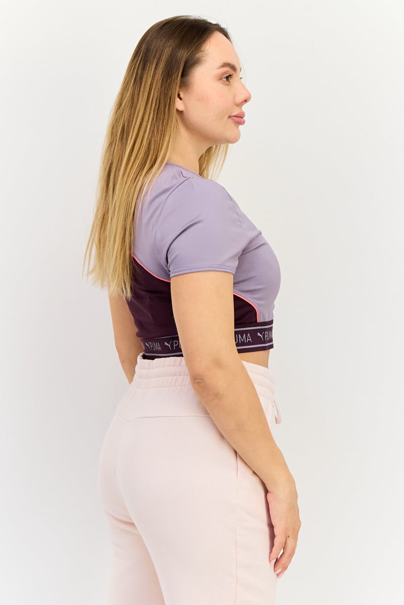 PUMA تي شيرت قصير الأكمام للتدريب للنساء، بنفسجي - Image 2