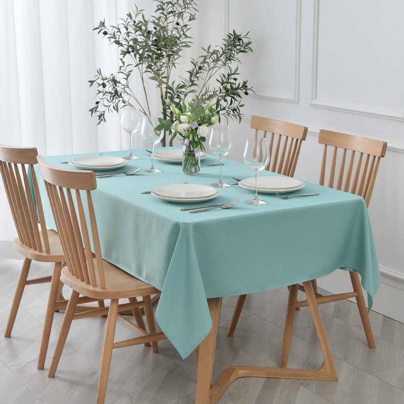 maxmill Rectangle Textured Tablecloth Waterproof Spillproof Wrinkle Free Table Cloth Kitchen Dining Tabletop Decoration Fabric Table Cover for Outdoor and Indoor Use 52 x 70 Inch Turquoise