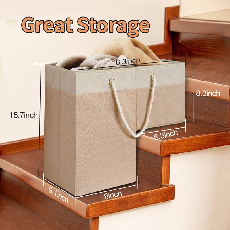 slcinwzdt Stair Basket for Stairs with Handle, Staircase Baskets for Carpeted and Wooden Stairs,16" Step Storage Basket for Toys, Clothes, Books, Tools, with Hard Board, Anti-slip (Beige, 1 pack) - Image 5