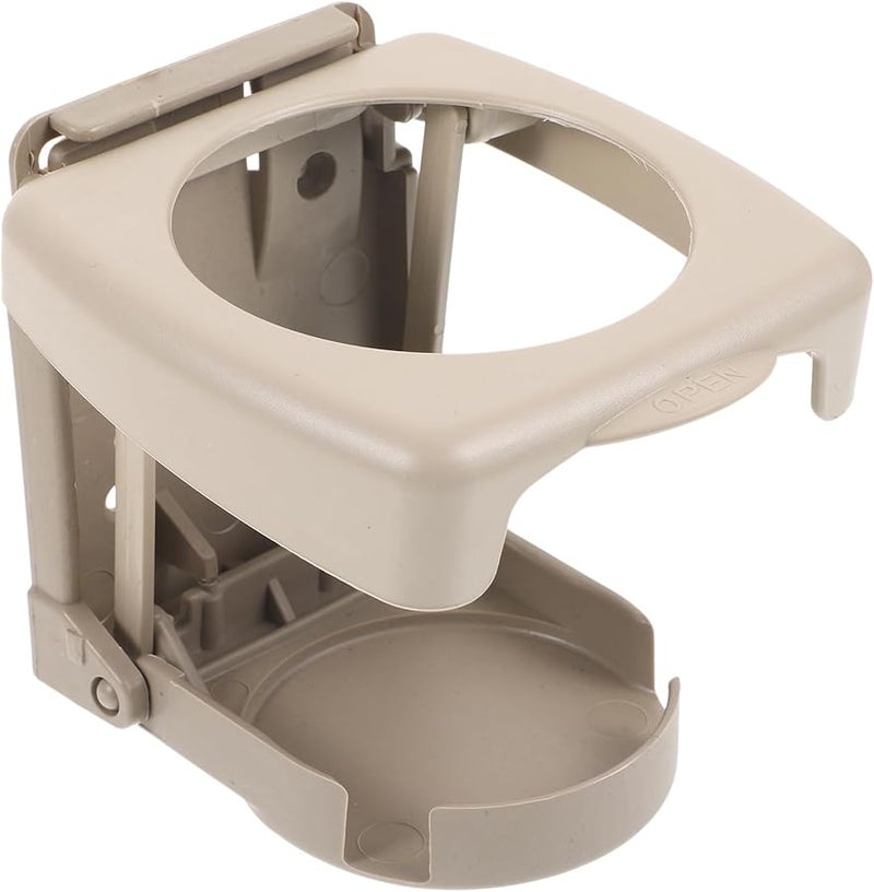 Foldable Beige Car Cup Holder Expander With Storage Tray Portable Automotive Organizer - Image 1