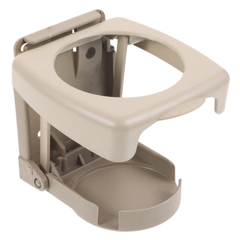 Foldable Beige Car Cup Holder Expander With Storage Tray Portable Automotive Organizer - Image 2