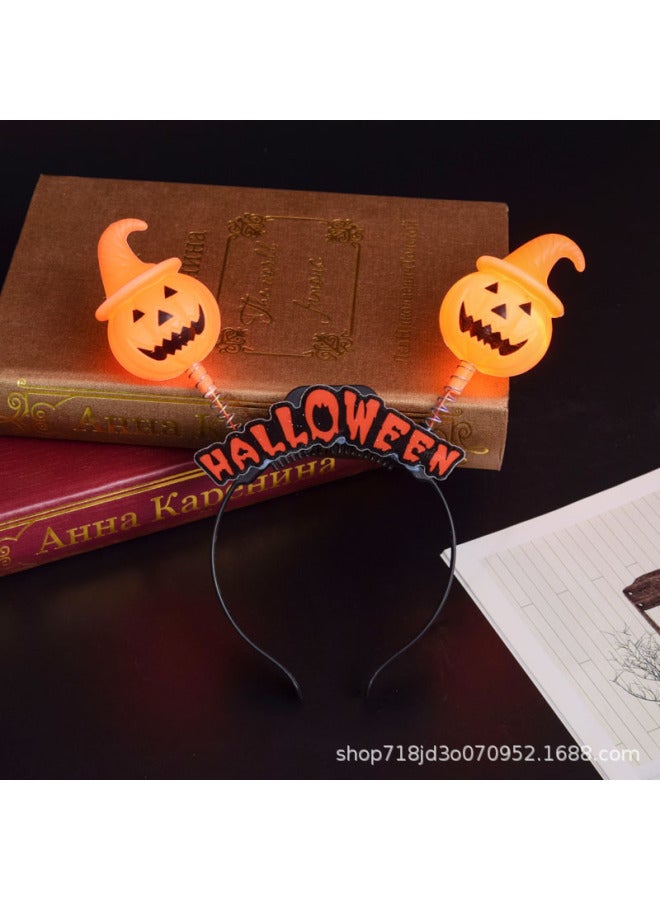 Cross-border Halloween Party Luminous Pumpkin Lantern Hoop Ghost Festival Stage Performance Supplies Skull Head Hoop Hair Hoop Props 