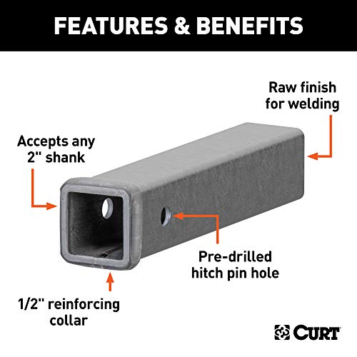 CURT 49120 2-Inch x 12-Inch Weld-On Raw Steel Trailer Hitch Receiver Tube - Image 3