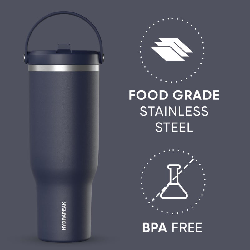 Hydrapeak Nomad 40 oz Tumbler with Handle and Straw Lid, Leakproof, Double Insulated, 40oz Cup Stainless Steel (Navy) - Image 4