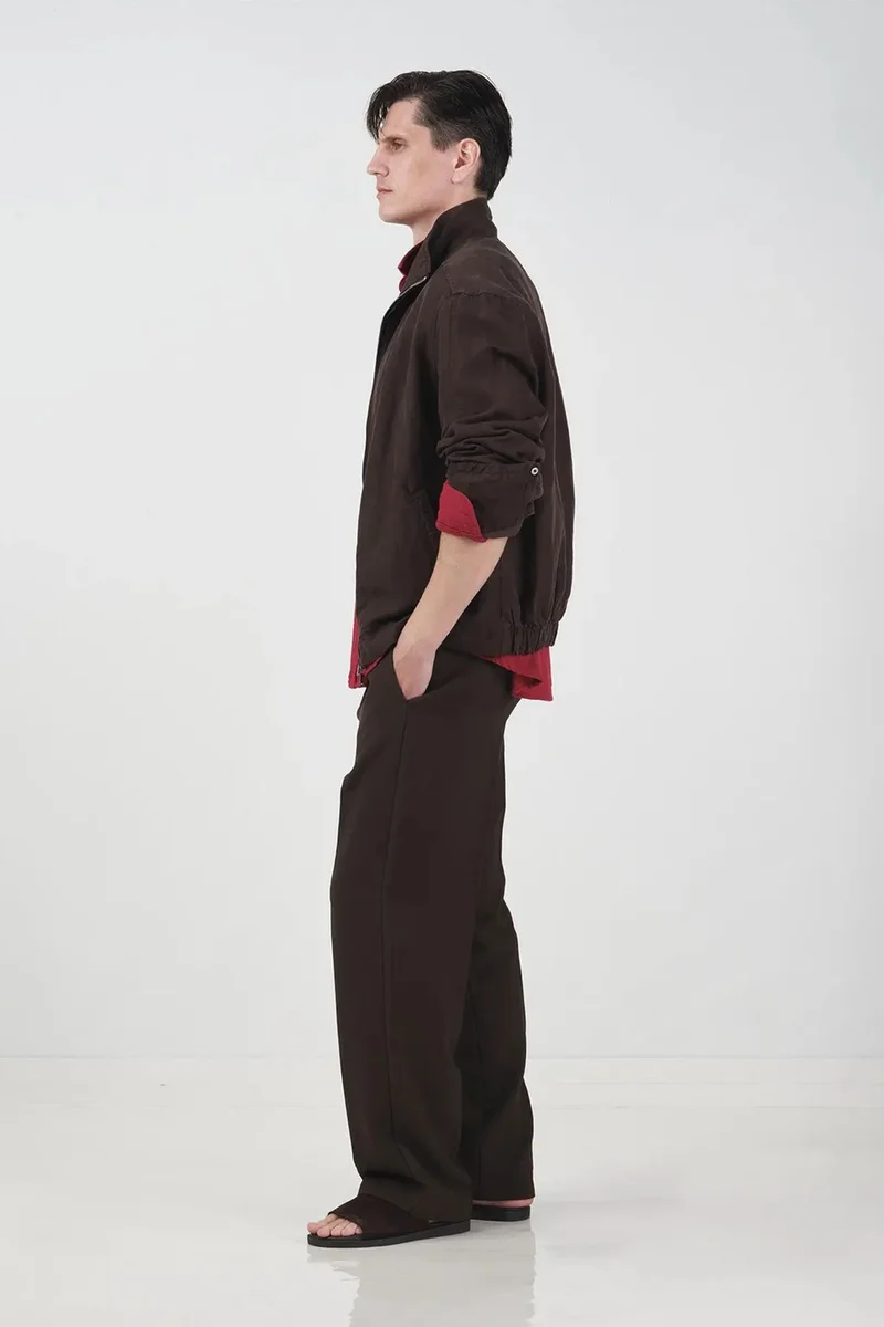 Giesto GIESTO Men's Solid Tencel and Linen Vest with Jacket Collar