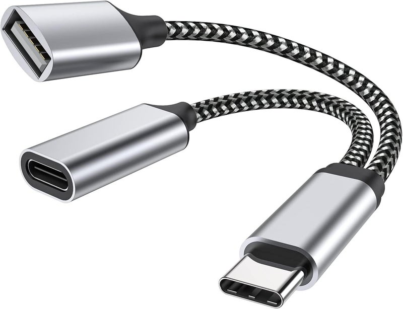 محول USB C OTG مقسم USB C إلى USB مع شحن بقدرة 18 واط PD متوافق مع Samsung Galaxy S22 Note10 Switch Google Chromecast مع Google TV 2020 Pi-KVM طابعة ثلاثية الأبعاد Octo4a LGG8 Google Pixel4 XL - Image 1