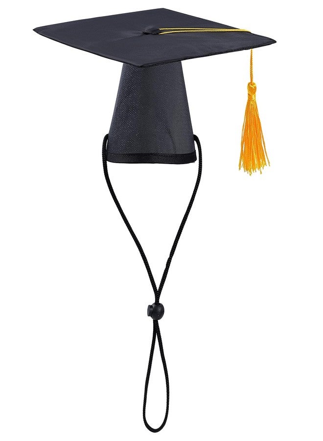 SUMERSHA Pet Graduation Caps Small Dogs Black Graduation Hats with Tassel Pet Graduation Costume for Puppy Dogs Cats Party Outfits Accessories (Yellow Tassel) - Image 1