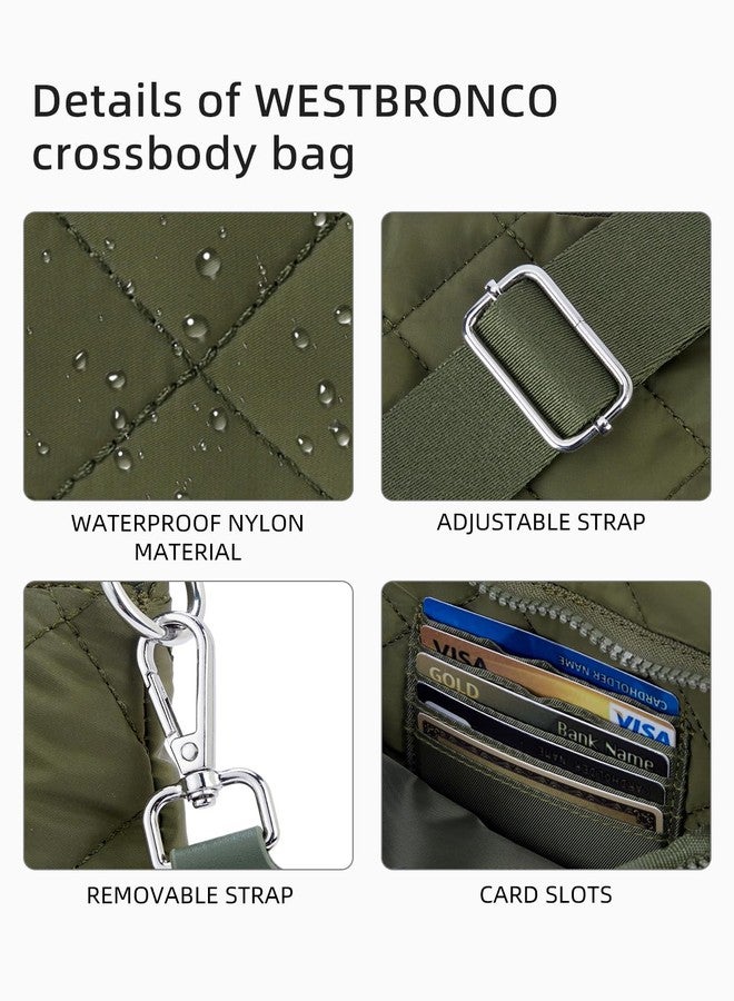 WESTBRONCO Small Crossbody Bags for Women Nylon with Adjustable Strap, Zipper Crossbody Purse, 1L Shoulder Bag for Travel, Y-green, 9.9 x 2 x 7.1 inches, Crossbody Bags - Image 5