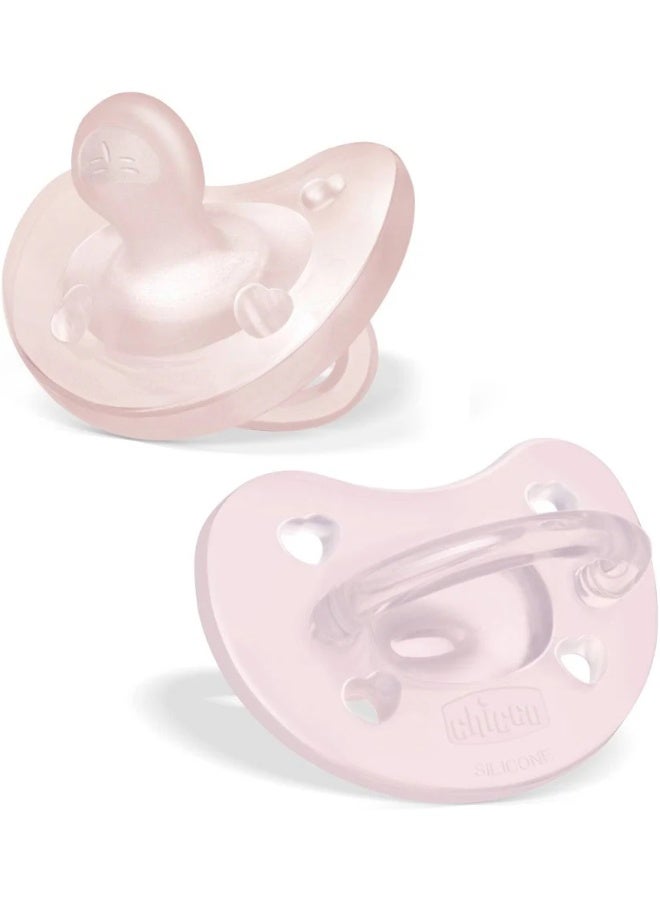 Chicco PhysioForma Soft Silicone Pacifier 2-6m Pink x2 - Image 1