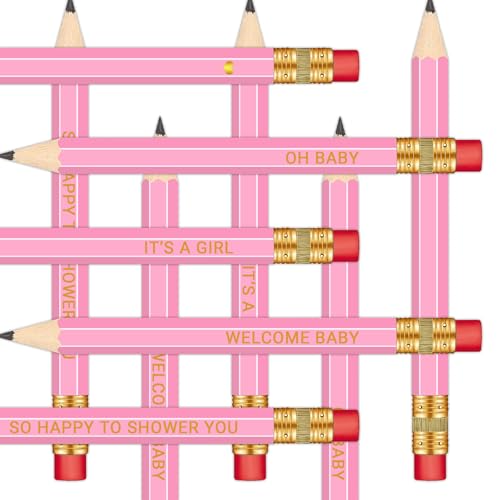 Vusnud 50Pcs Baby Shower Sharpened Half Pencils with Erasers Presharpened Pencils for Baby Shower Games 4 Inches - Image 1