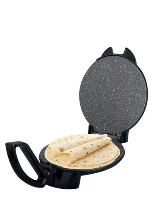 10-Inch Electric Roti Maker – 1200W Non-Stick Chapati Press with Stainless Steel Body, Adjustable Temperature Control, Dual Indicator Lights, Safety Lock, Quick Heating, Easy Cleaning, Instruction Manual, Flatbread Machine for Home Use – 220-240V Kitchen Appliance – Black - Image 1